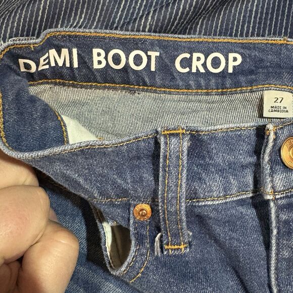 J.Crew Demi Boot Jeans Womens 27 Lantern Wash Crop Raw Hem Boho Casual Modern - Picture 4 of 12